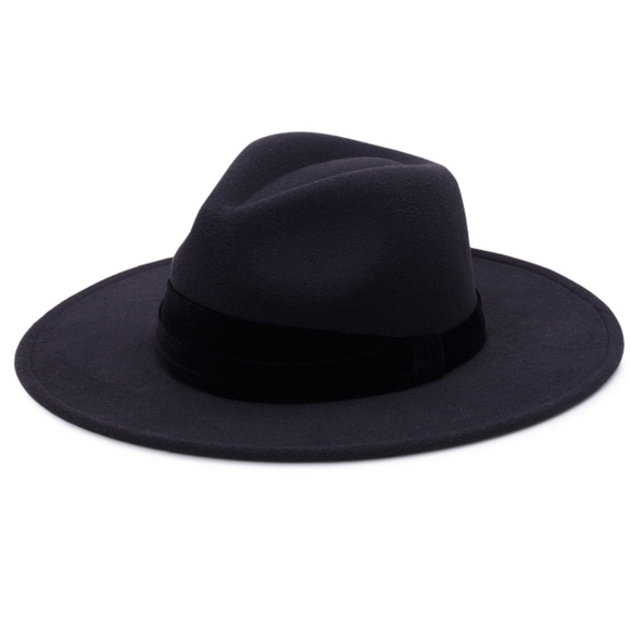 Velvet Banded Panama Hat in Jet Set Black NWT - Picture 3 of 7